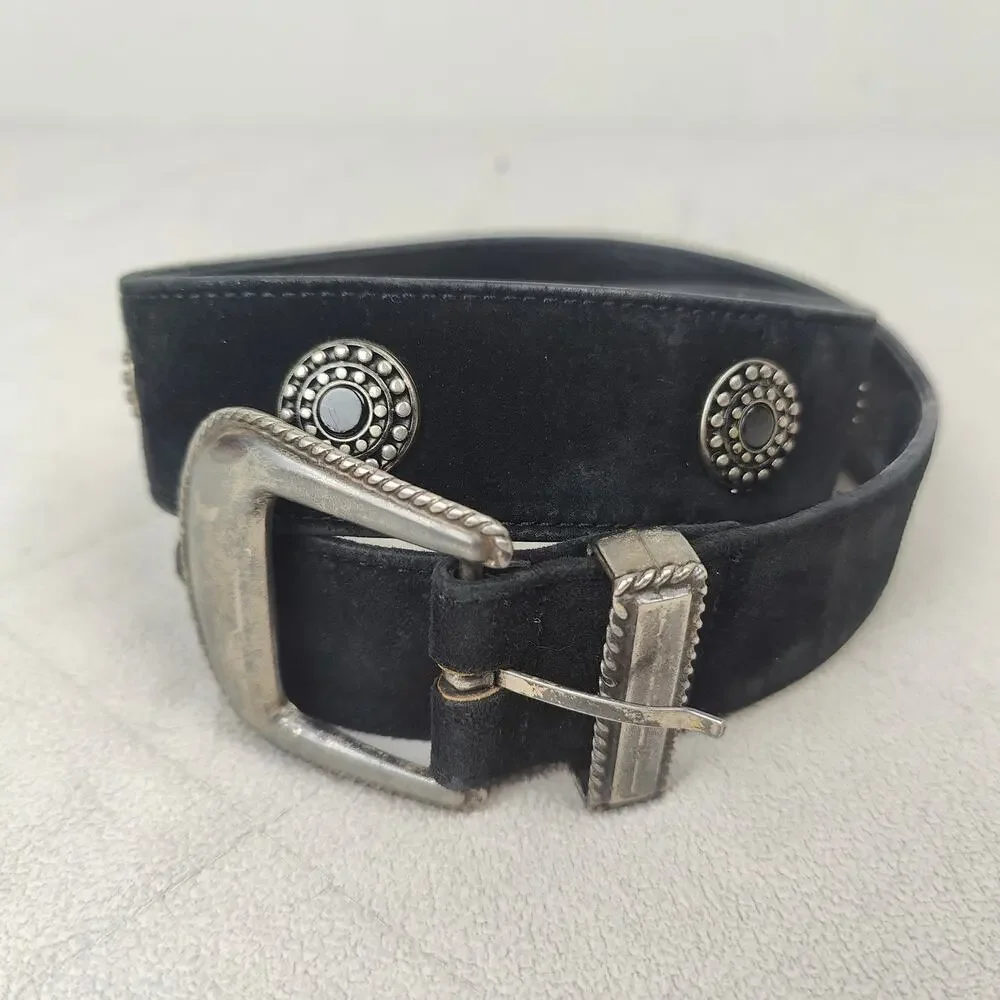 Vintage Alden Howard Studded Leather Belt Womens Medium Black Western Cowgirl
